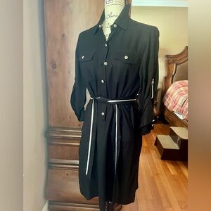 NEW Black Button-Up Dress with Belt